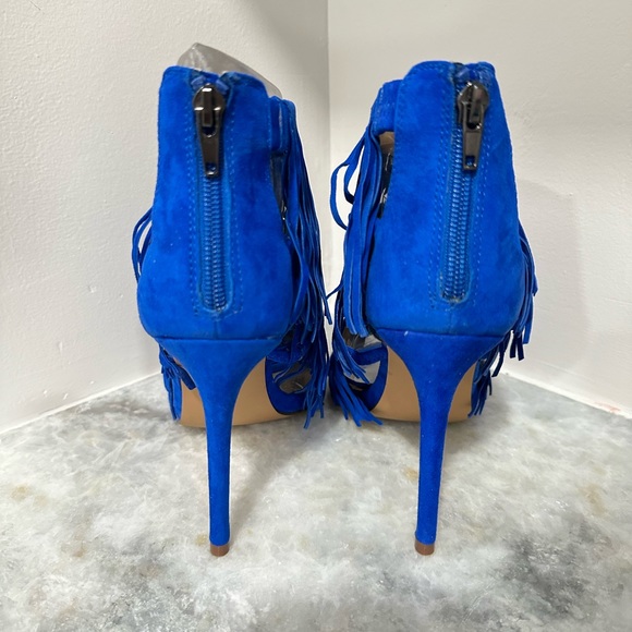 Steve Madden Fringly Blue Suede Sandals Cobalt Blue w/Fringe Size 9 NIB - Picture 5 of 11